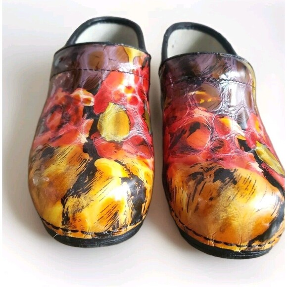 Dansko Patent Leather Clogs Women’s 6.5  XP Multi Floral  Work Slip Resistant - Picture 5 of 12